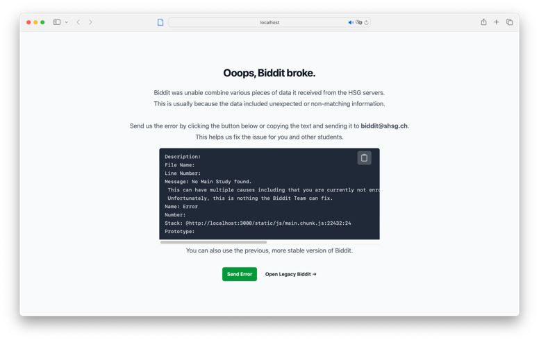 Biddit Error Handling