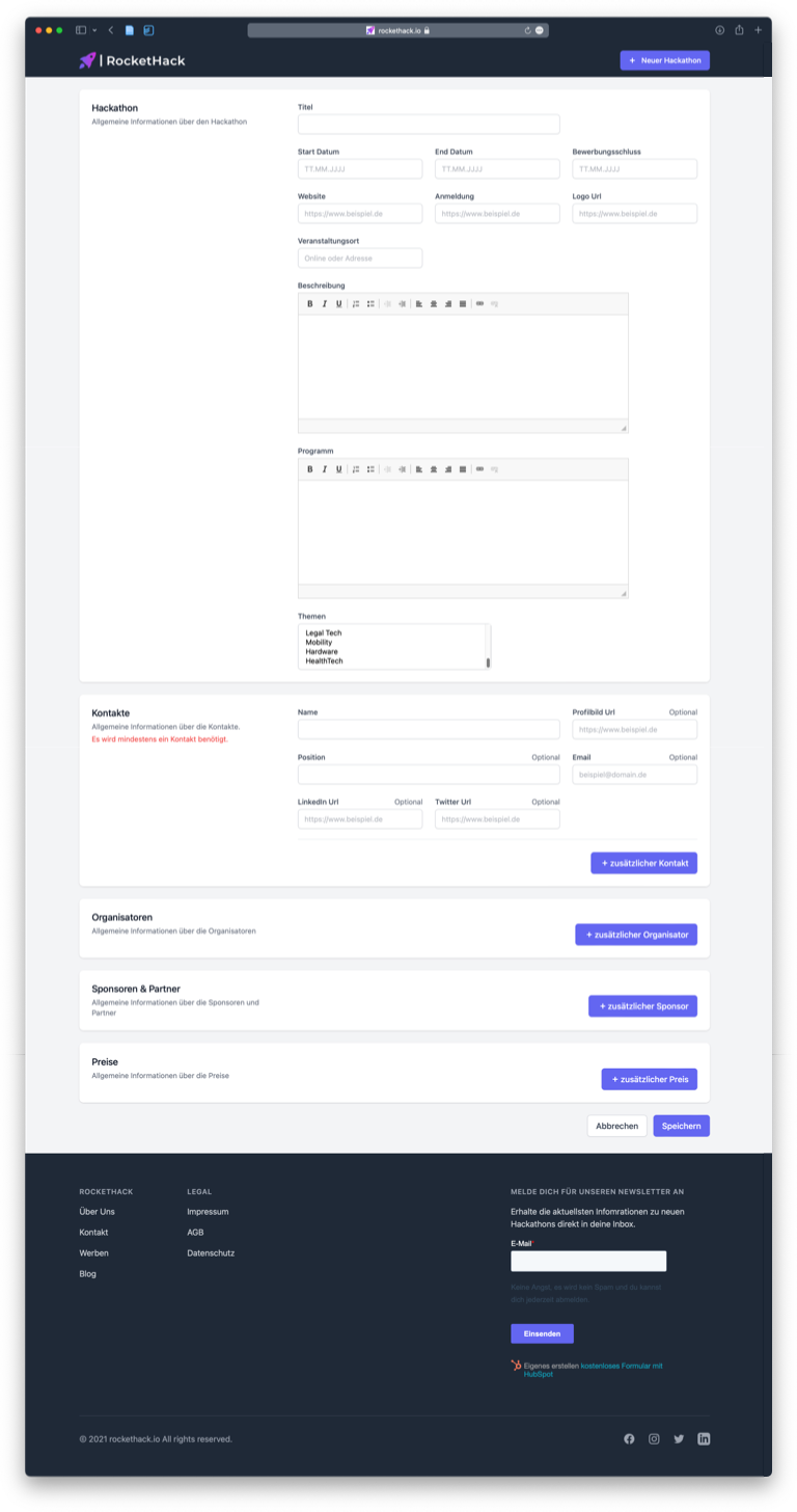 'Add Hackathon' Feature