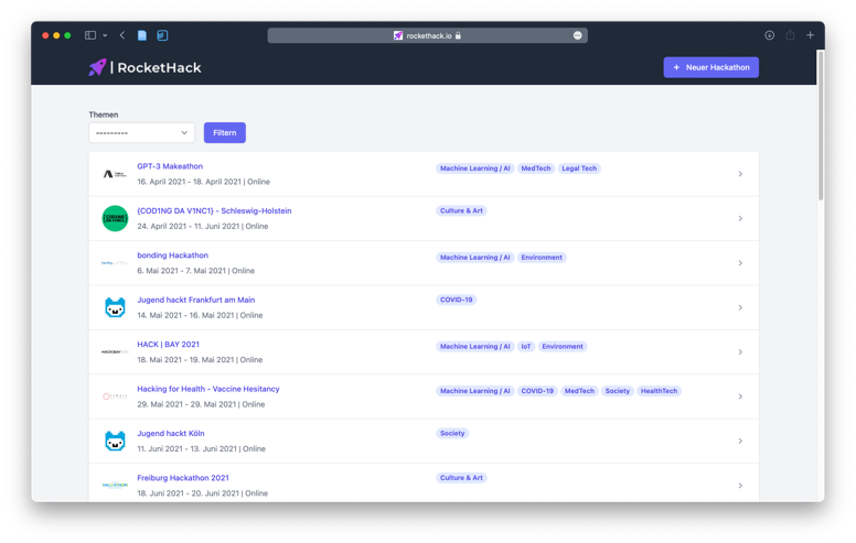 Rockethack.io Hackathon List