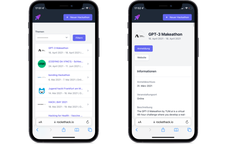 Rockethack.io Mobile